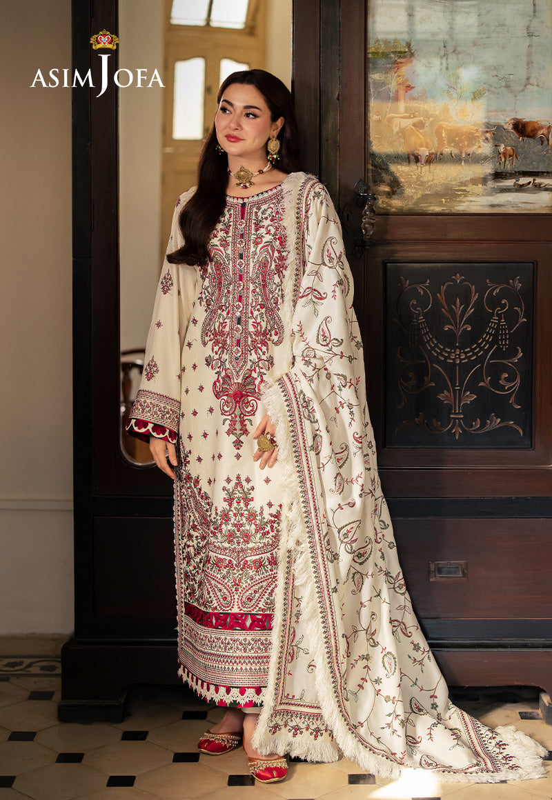 Dhanak-3PC Embroidered Shirt with Digital Printed Wool Shawl - 3222