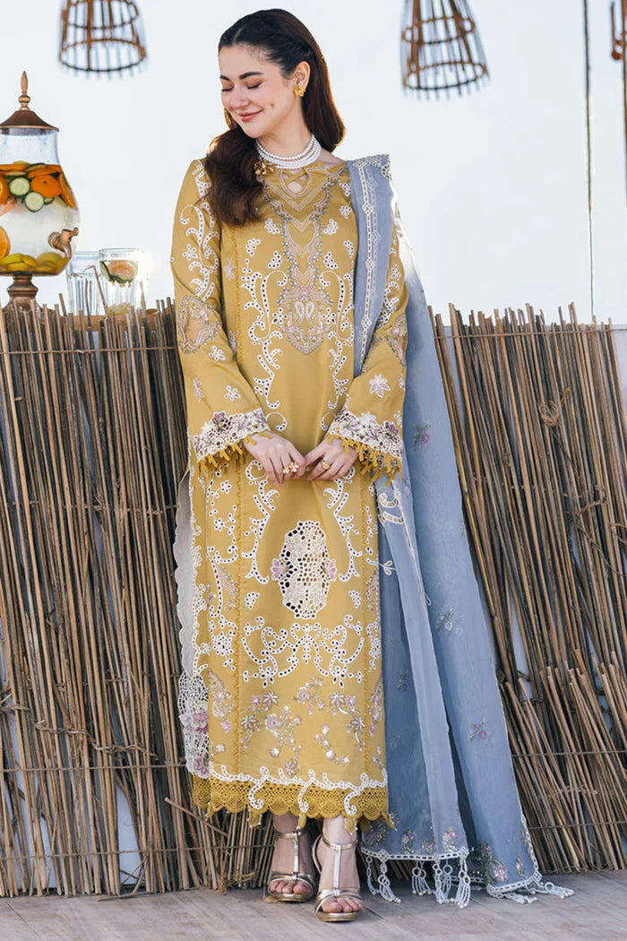 Dhanak-3PC Embroidered Shirt with Organza Embroidered Dupatta- 3145