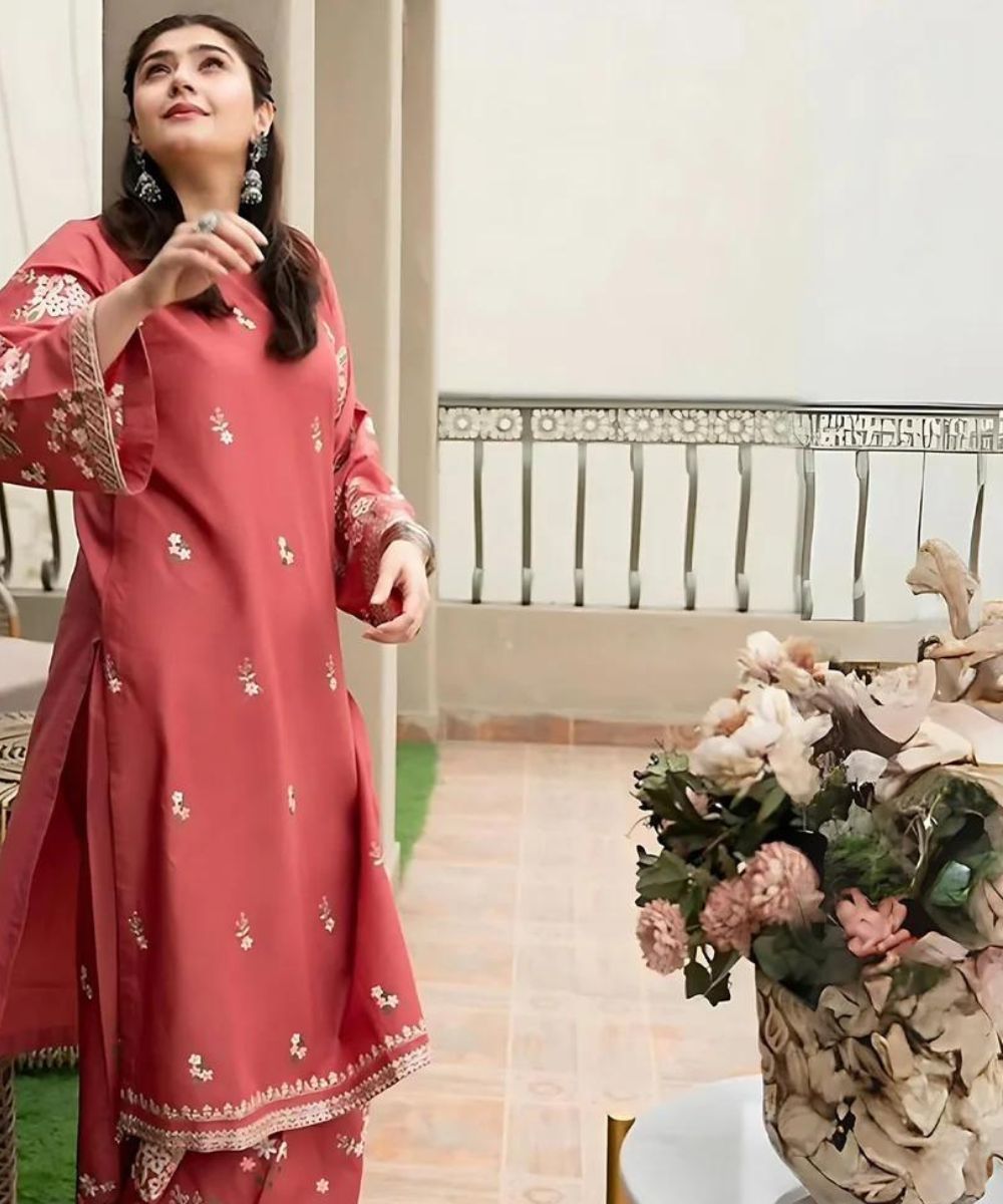 URGE 2PC DHANAK EMBROIDERED SHIRT AND TROUSER-661