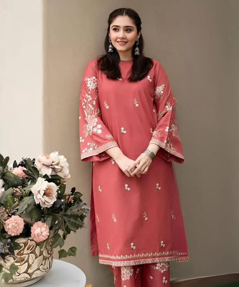 URGE 2PC DHANAK EMBROIDERED SHIRT AND TROUSER-661