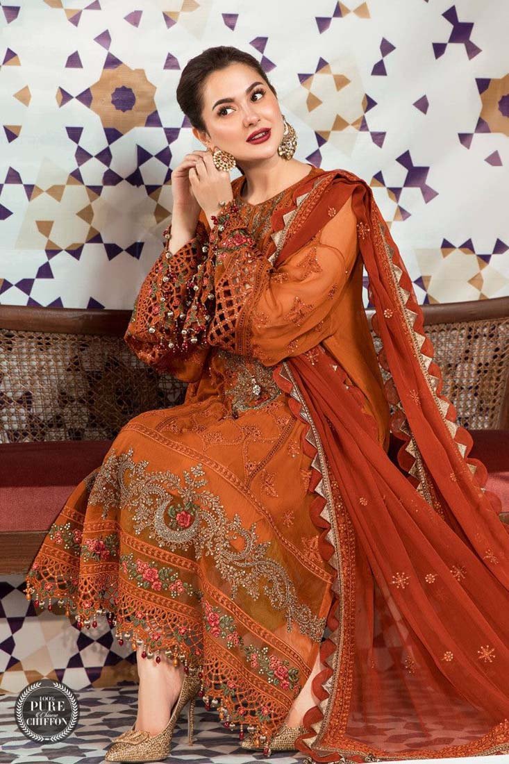 Dhanak-3PC Embroidered Shirt with Chiffon Embroidered Dupatta-411