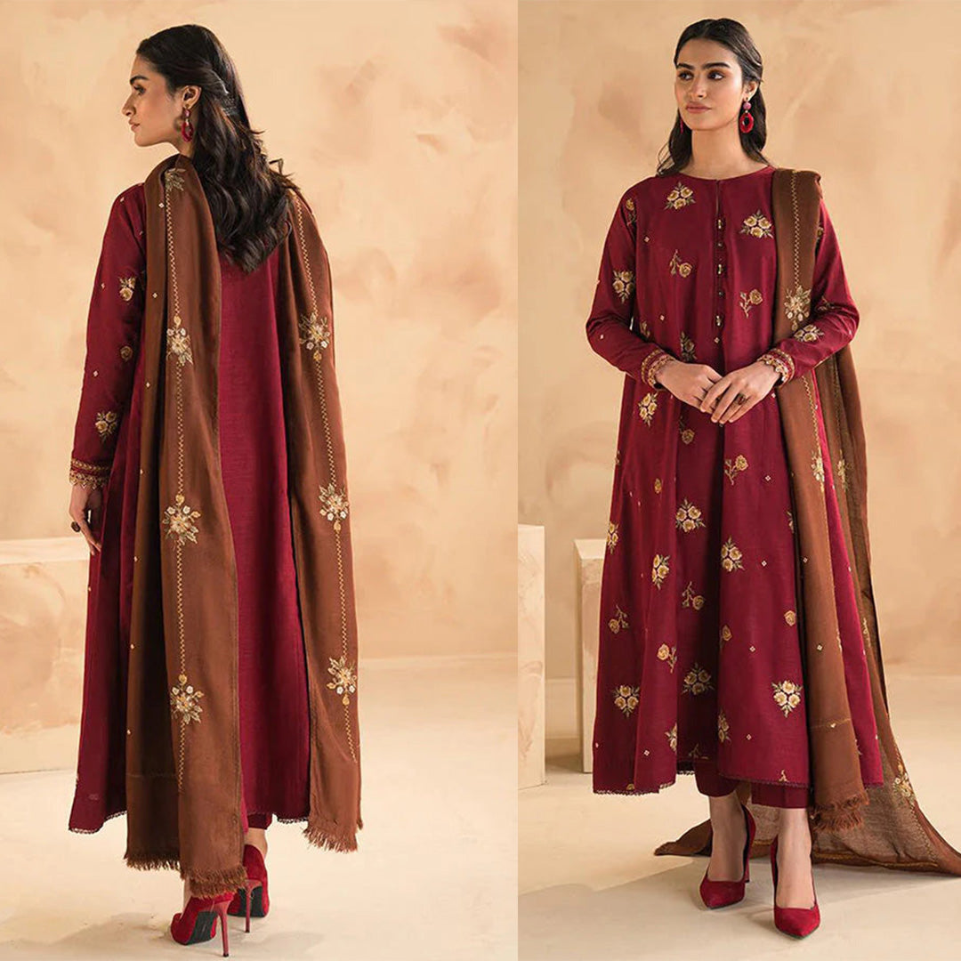 Baroque Dhanak 3PC Embroidered With Dhanak Embroidered Shawl-269