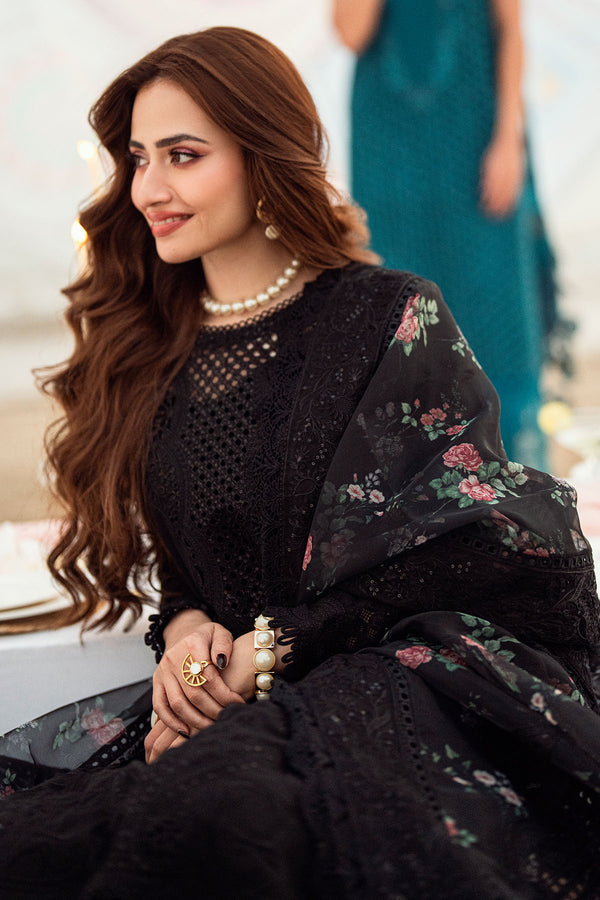 Dhanak-3PC Embroidered Shirt with Organza Digital Printed Dupatta- 3309