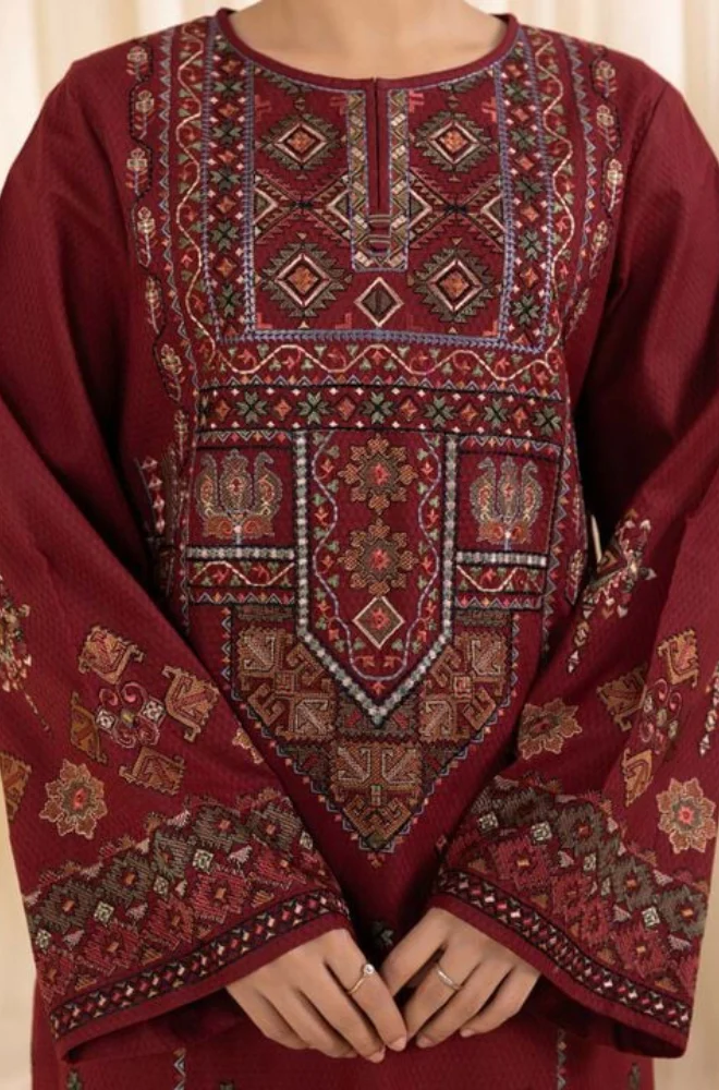 Dhanak-3PC Embroidered Shirt with Digital Printed Wool Shawl-3268