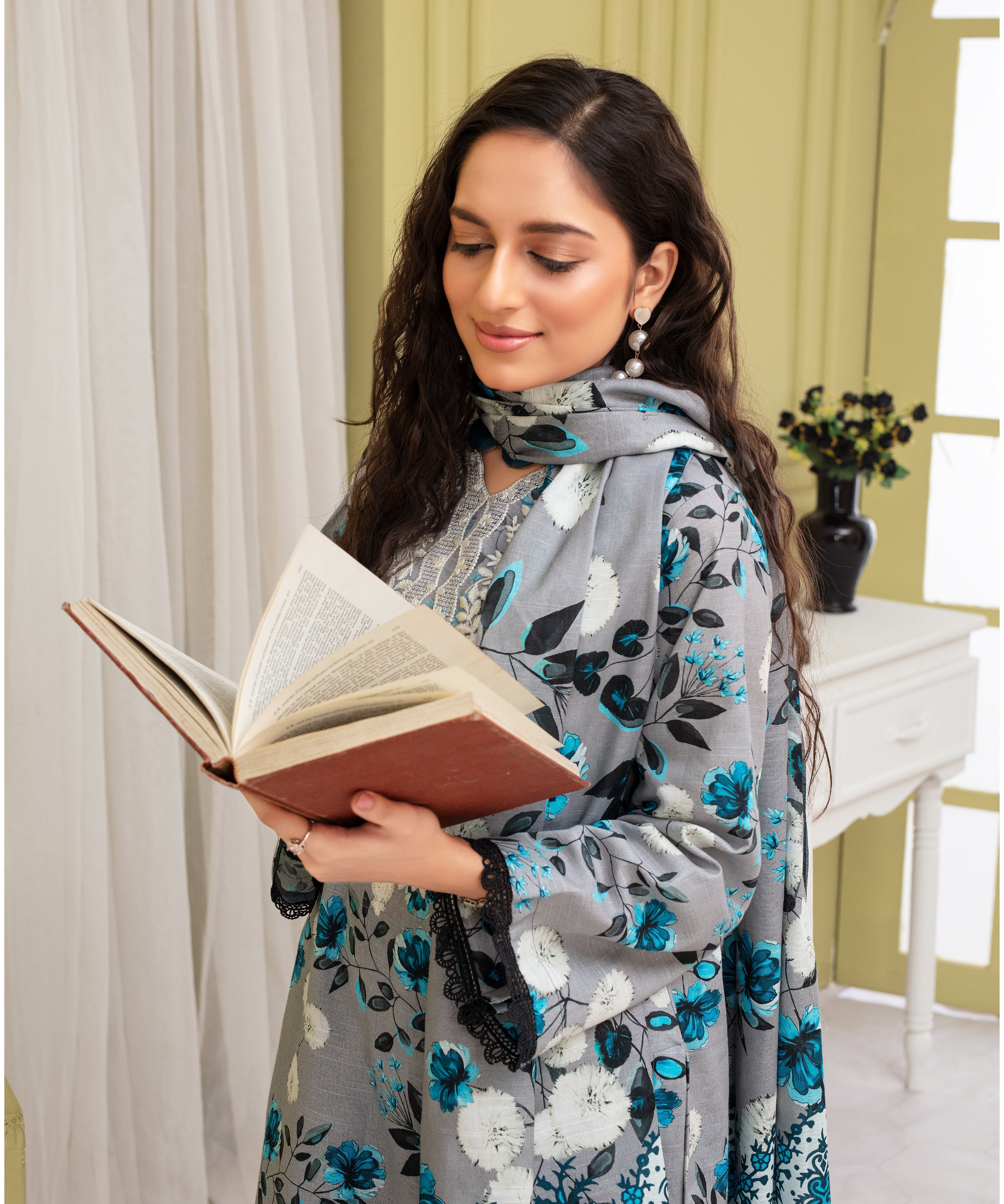 CREATION KHADDAR 3PC WITH KHADDAR PRINTED SHIRT & TROUSER-916