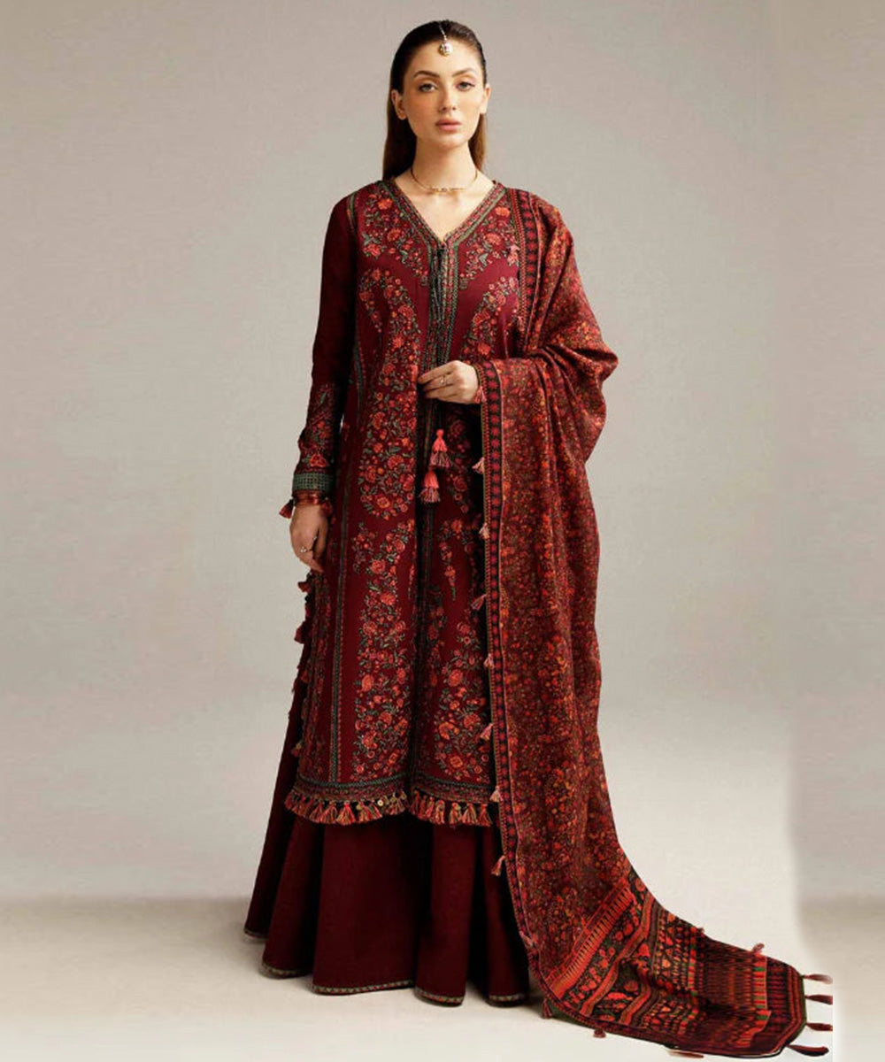 Hussain Rehar Dhanak 3PC Embroidered With Digital Printed Dupatta-172