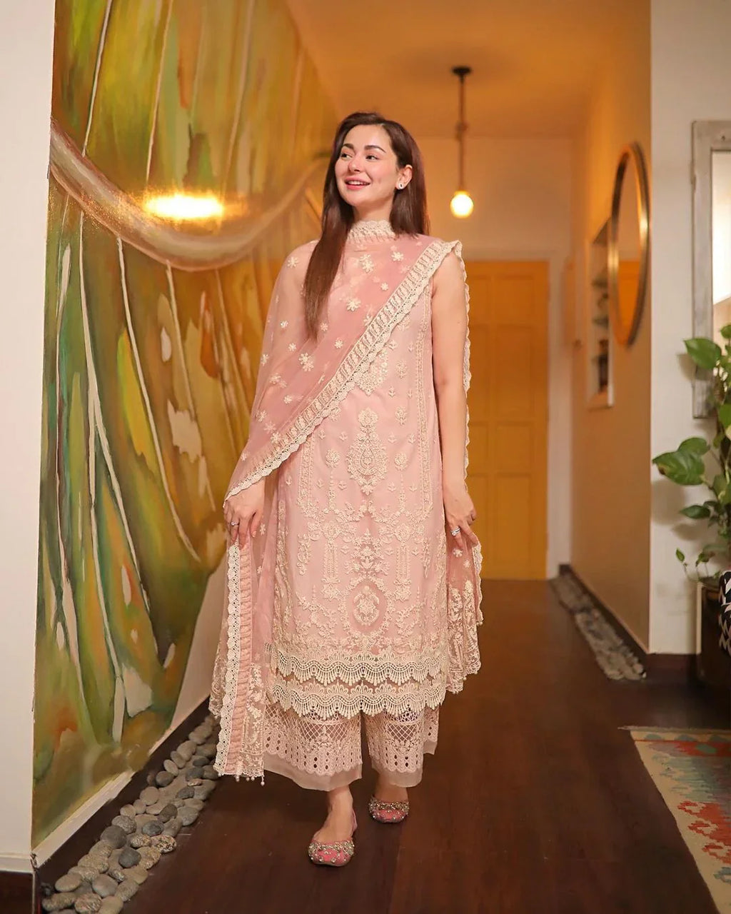Faiza Saqlain Lawn 3Pc Embroidered With Organza Embroidered Dupatta-1049
