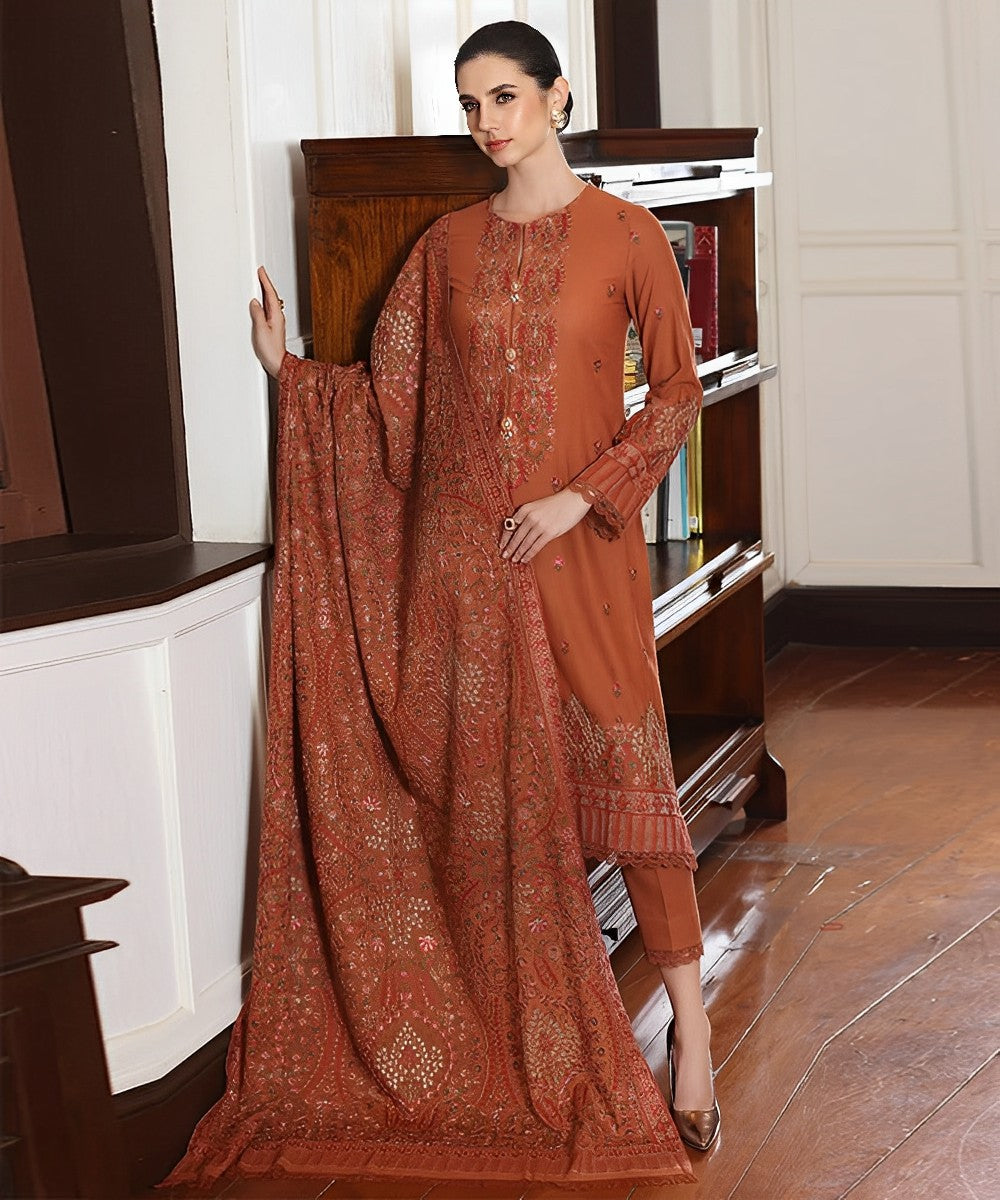Bareeze Dhanak 3PC Embroidered With Dhanak Shawl Embroidered-188