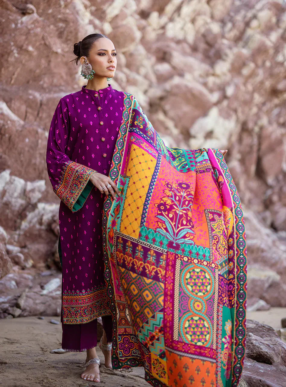 Zainab Chottani 3PC Dhanak Embroidered Shirt With Printed Dupatta-681