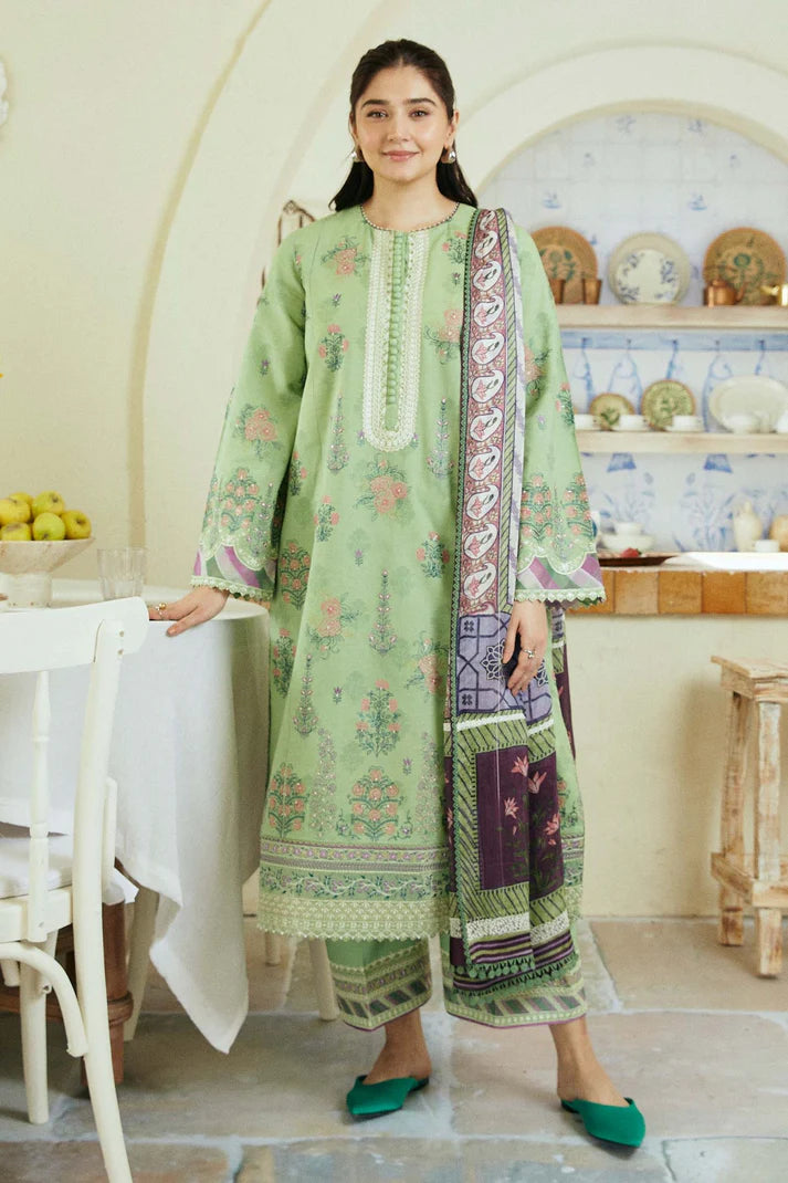Dhanak-3PC Embroidered Shirt with Digital Printed Wool Shawl -3236