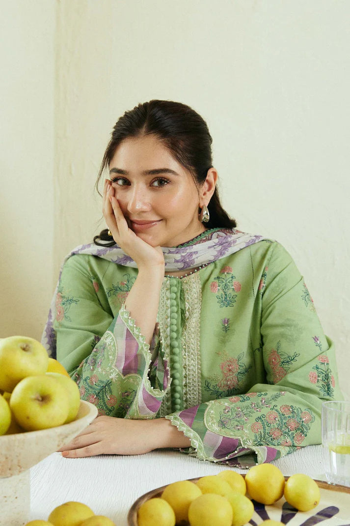 Dhanak-3PC Embroidered Shirt with Digital Printed Wool Shawl -3236