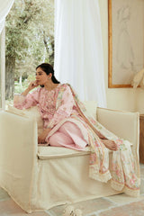 Dhanak-3PC Embroidered Shirt with Digital Printed Wool Shawl-3193