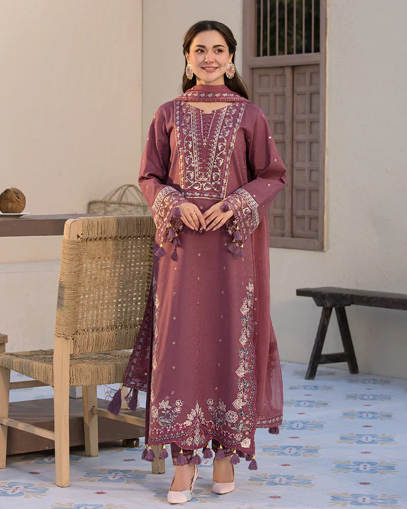 Dhanak-3PC Embroidered Shirt with Chiffon Embroidered Dupatta-3286