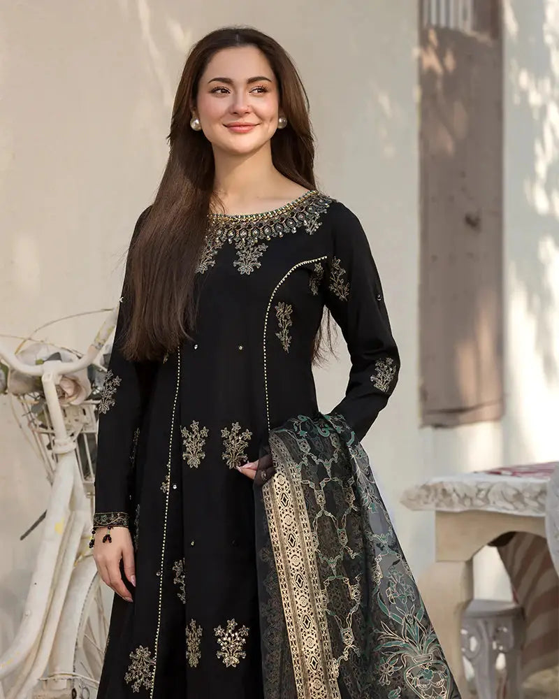 Dhanak -3PC Embroidered Shirt with Digital Printed Silk Dupatta-3283