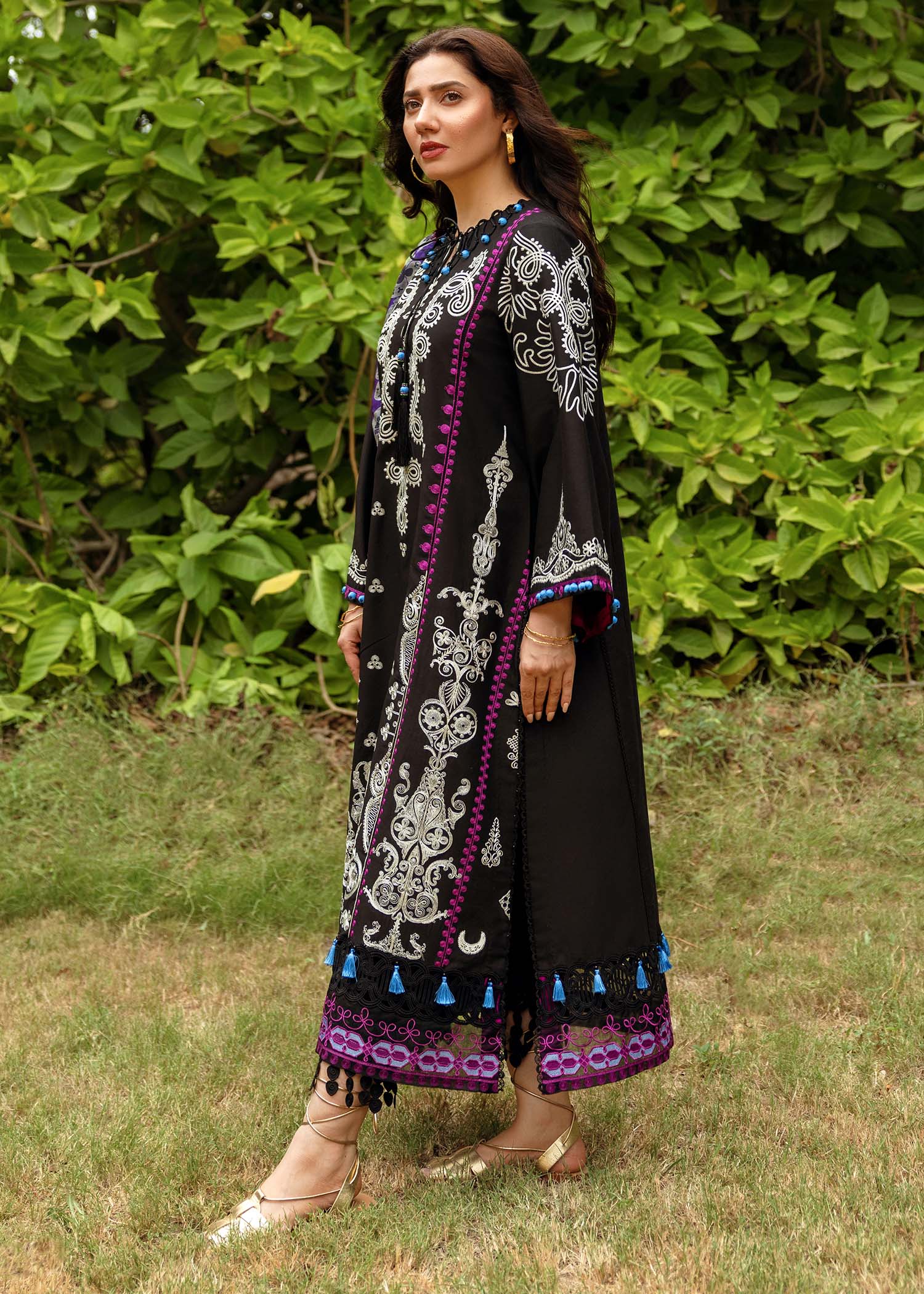 Dhanak-3PC Embroidered Shirt with Digital Printed Wool Shawl-3253