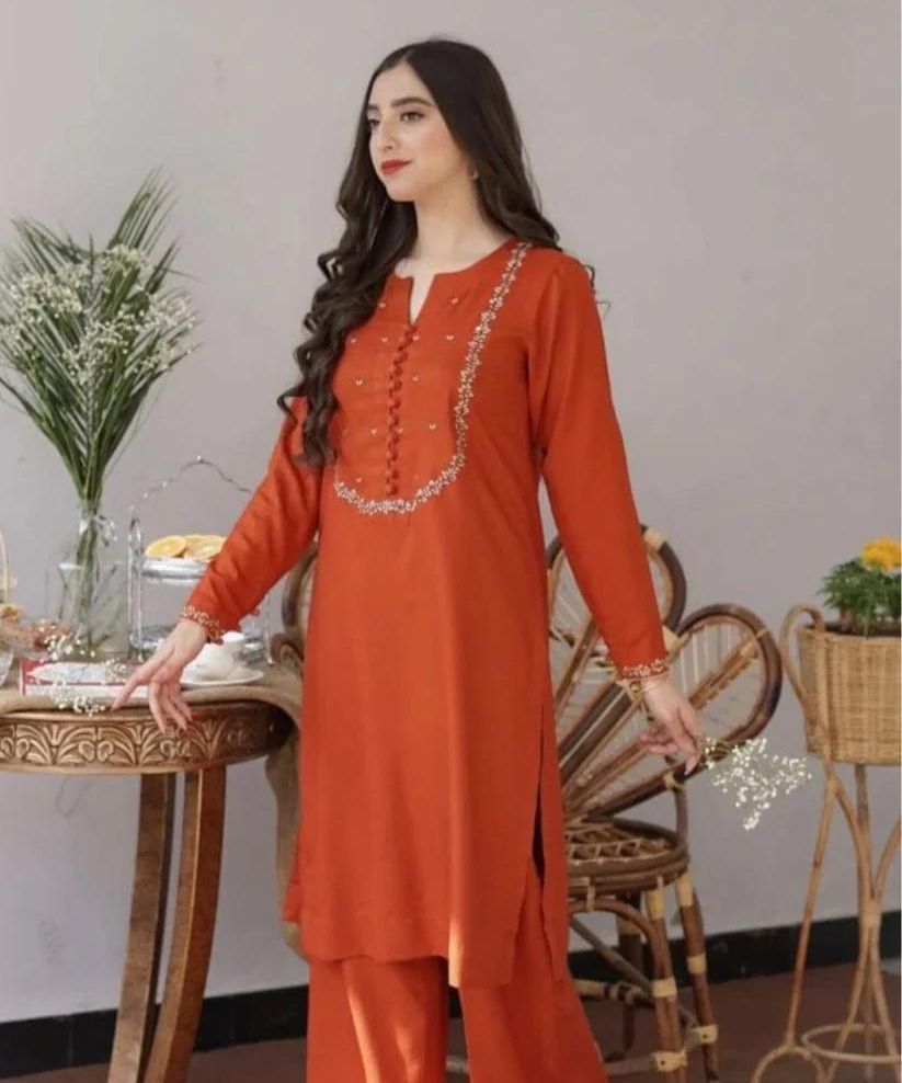 AISLING Dhanak 3PC Embroidered With Wool Shawl-1291